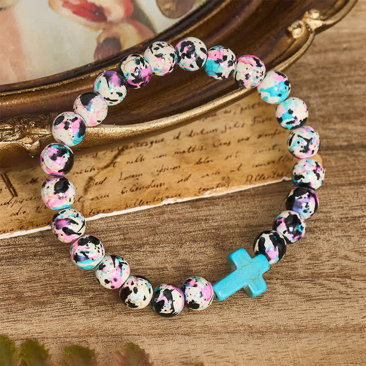 Christianartworkshop Inspirational Psalm 46:5 Cross Bracelet with Colorful Crackle Beads - image 5