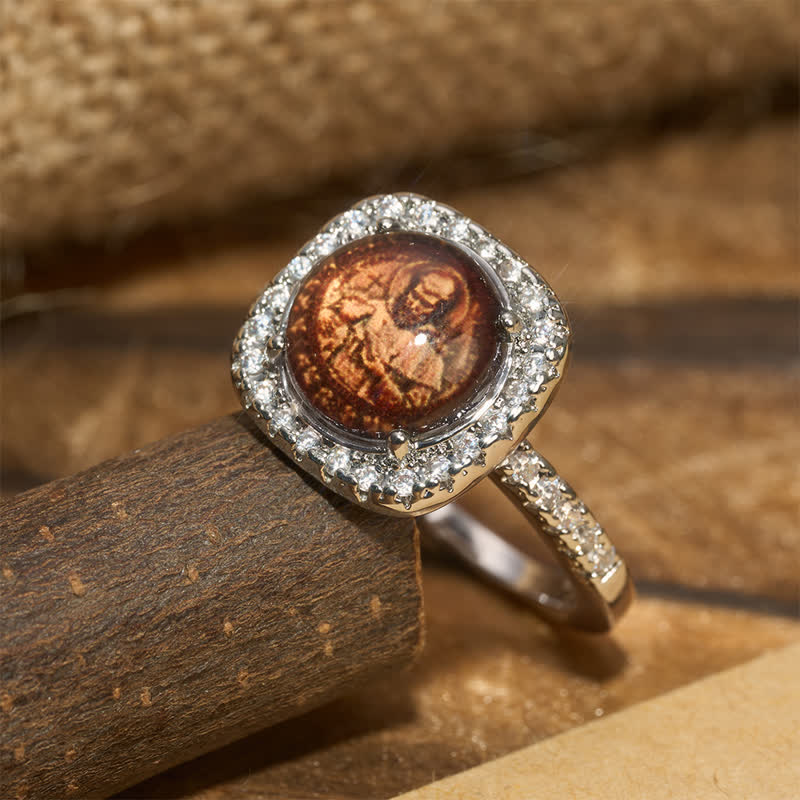 Christianartworkshop Halo Paved Stone Saint Francis Stackable Ring: Carrier of Quiet Devotion - image 4