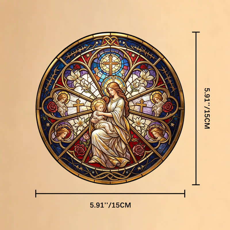 Christianartworkshop Floral Holy Symbol Nativity Glass Suncatcher: Emblem of Gentle Heavenly Comfort - 5.91''*5.91''*0.14''/15*15*0.35cm - image 7