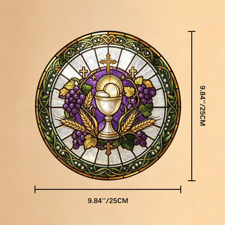 Christianartworkshop Radiant Holy Chalice Stained Glass Suncatcher: Emblem of Pure Heavenly Grace - 9.84''*9.84''*0.14''/25*25*0.35cm - image 9