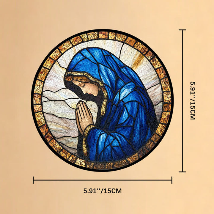 Christianartworkshop Praying Our Lady Stained Glass Suncatcher: Emblem of Pure Heavenly Grace - 5.91''*5.91''*0.14''/15*15*0.35cm - image 7