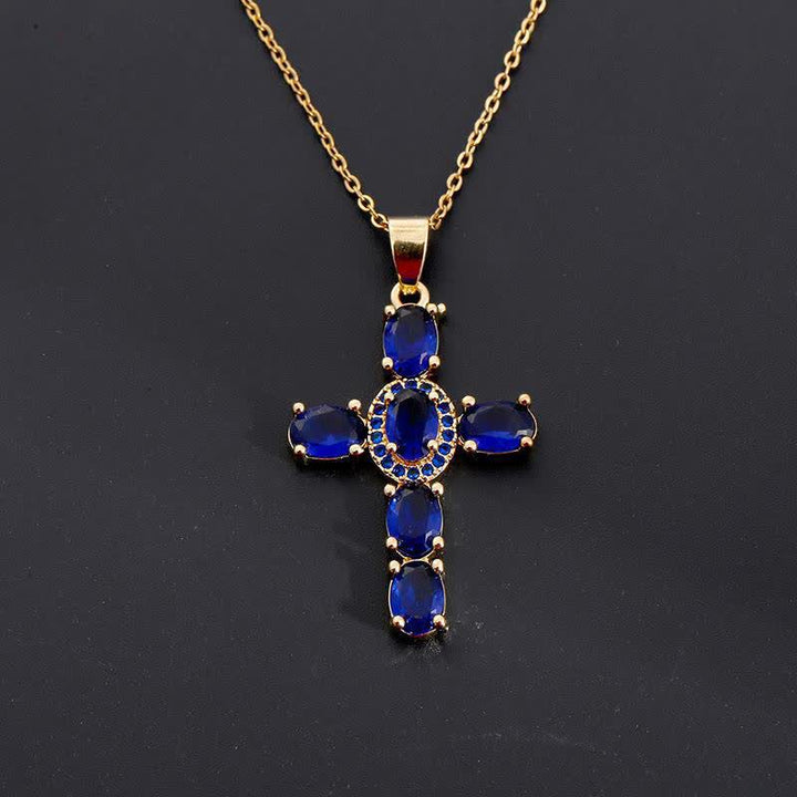 Christianartworkshop Sacred Gem Cross Necklace: Symbol of Calm Abiding Peace - Royal Blue - image 9