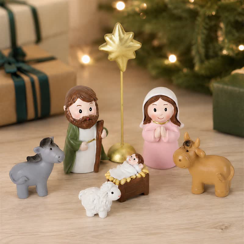 Christianartworkshop Precisely Handcrafted Nativity Character Set: Badge of Soft Heavenly Light - Navitity 7Pcs/Set - image 0