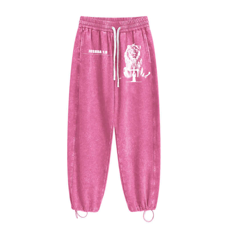 Christianartworkshop Joshua 1:9 Lion Courage Relaxed Fit Washed Sweatpants - image 36