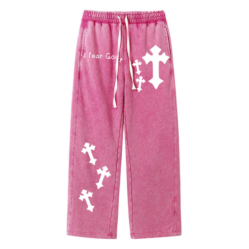 Christianartworkshop I Fear God Cross Print Pink Washed Sweatpants - Rose - 2XL - image 18