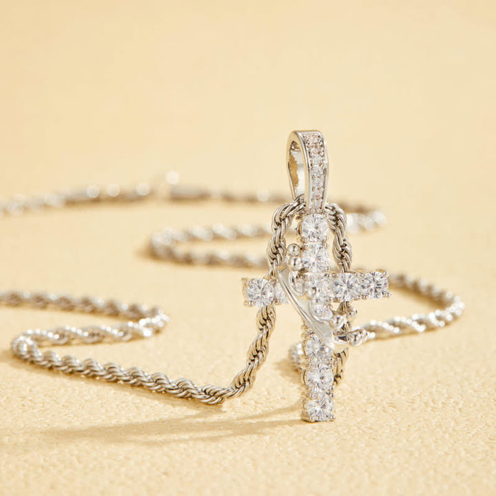 Christianartworkshop Fully Paved Shining Cross With Crown Accent: Charm of Radiant Heavenly Radiance - image 12