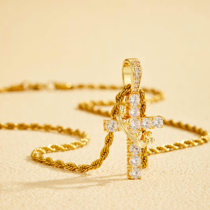 Christianartworkshop Fully Paved Shining Cross With Crown Accent: Charm of Radiant Heavenly Radiance - image 10