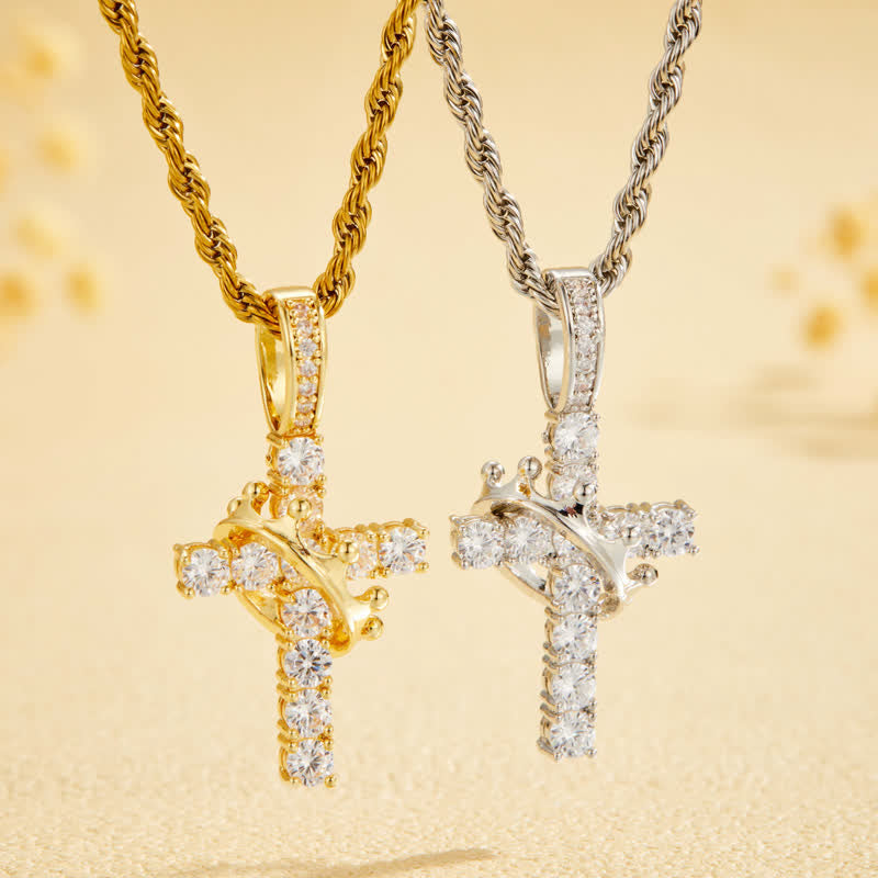 Christianartworkshop Fully Paved Shining Cross With Crown Accent: Charm of Radiant Heavenly Radiance - image 4
