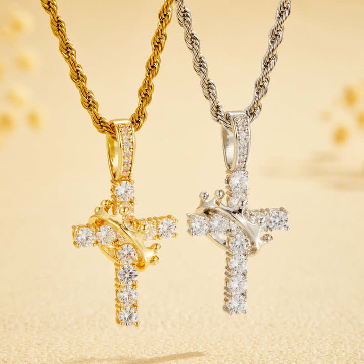 Christianartworkshop Fully Paved Shining Cross With Crown Accent: Charm of Radiant Heavenly Radiance - image 4