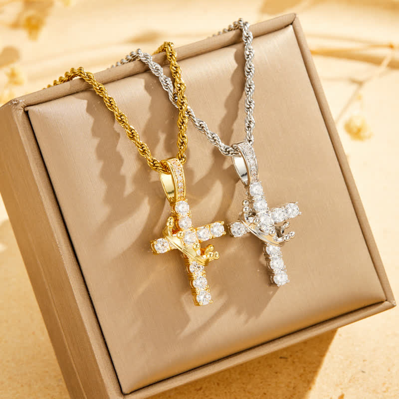Christianartworkshop Fully Paved Shining Cross With Crown Accent: Charm of Radiant Heavenly Radiance - image 5