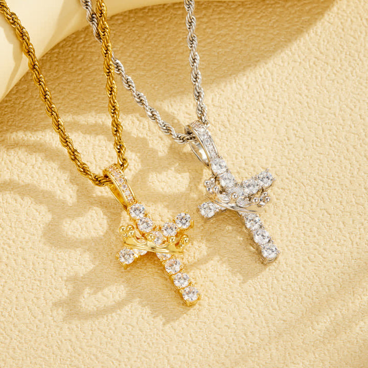Christianartworkshop Fully Paved Shining Cross With Crown Accent: Charm of Radiant Heavenly Radiance - image 2
