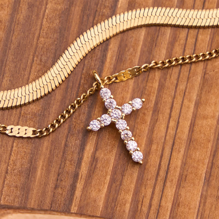 Christianartworkshop Sleek Stackable Cross Double Chain Bracelet: Symbol of Quiet Divine Comfort - image 3