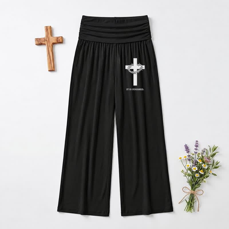 Christianartworkshop It Is Finished Cross Foldover Women’s Wide Leg Pants - US22,UK/AU26,EU54 - image 0