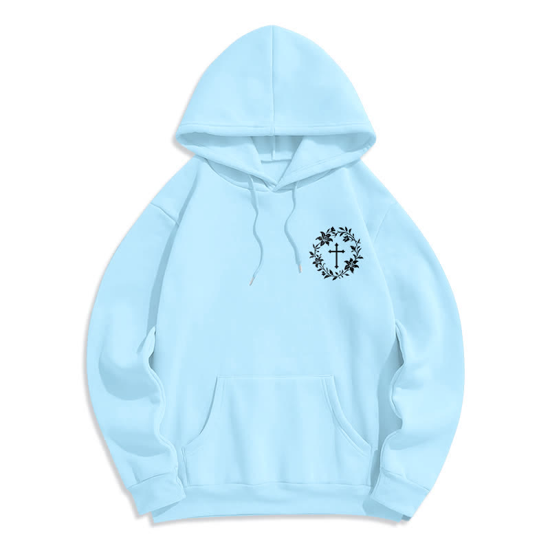 Christianartworkshop Cross Wreath Back Graphic Fleece Lined Pullover Hoodie - image 23
