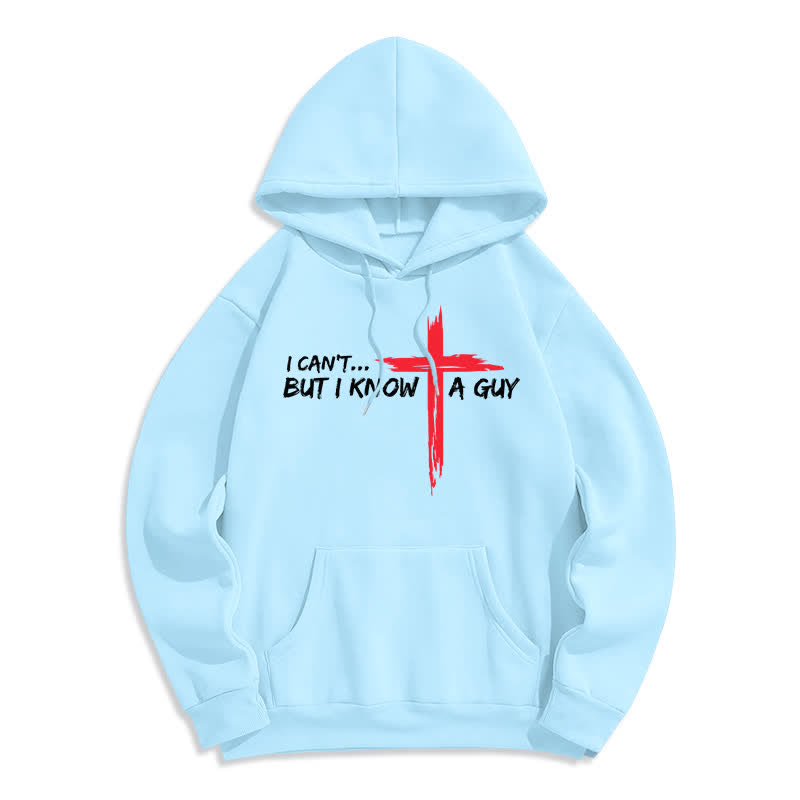 Christianartworkshop I Can't But I Know A Guy Cross Hoodie - Blue - 2XL - image 2
