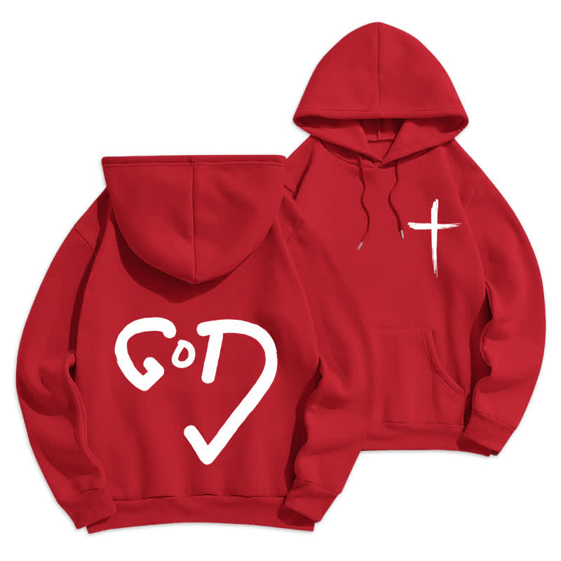 Christianartworkshop Faith Graffiti Red Cross Fleece Lined Pullover Hoodie - Red - 2XL - image 15