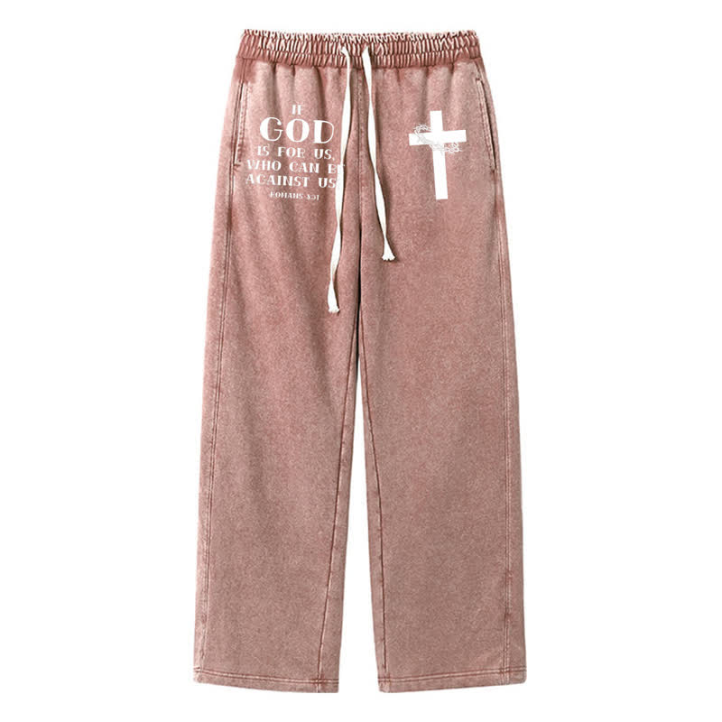 Christianartworkshop Walk By Faith Cross Graphic Vintage Washed Sweatpants - Brown - 2XL - image 0