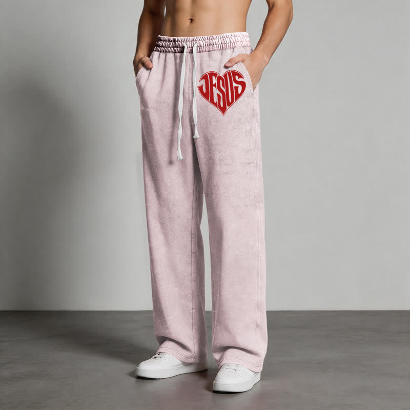 Christianartworkshop Jesus Heart Relaxed Fit Washed Sweatpants - image 20