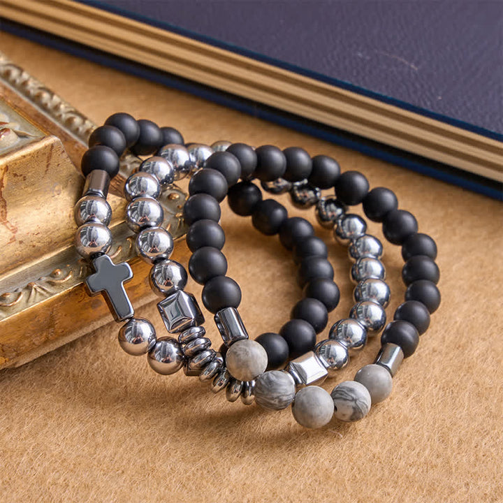 Christianartworkshop Layered Stone & Copper Cross Bracelet: Symbol of Gentle Divine Guardianship - image 3