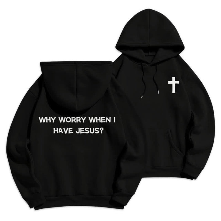 Christianartworkshop Why Worry When I Have Jesus Oversized Pullover Hoodie - Black - 2XL - image 3