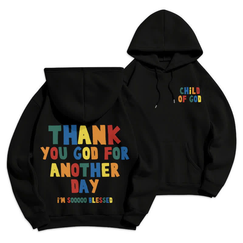 Christianartworkshop Child Of God Back Print Casual Fleece Hoodie - Black - 2XL - image 0