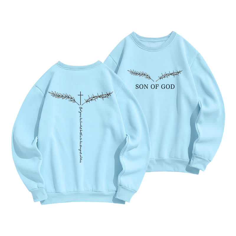 Christianartworkshop Son Of God Thorn Branch Light Blue Crewneck Sweatshirt - Blue - 2XL - image 0