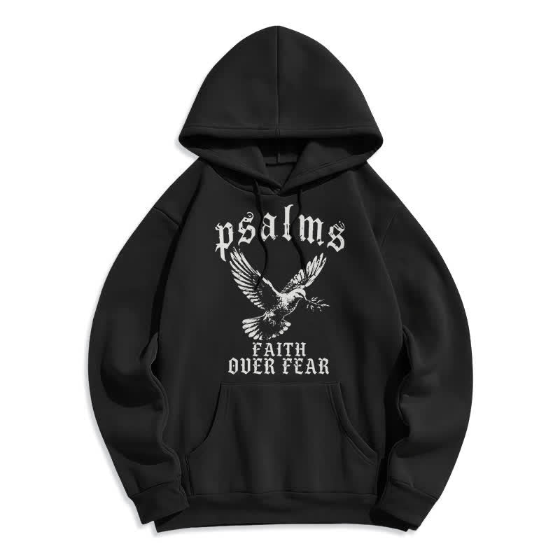 Christianartworkshop Psalms Faith Over Fear Dove Graphic Pullover Hoodie - Black - 2XL - image 0