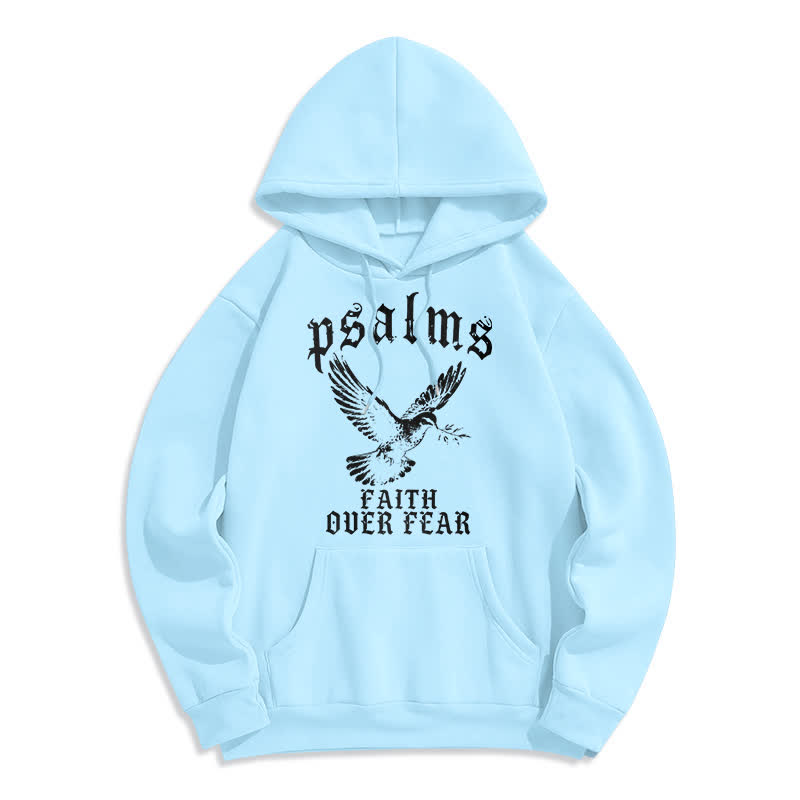 Christianartworkshop Psalms Faith Over Fear Dove Graphic Pullover Hoodie - Blue - 2XL - image 4