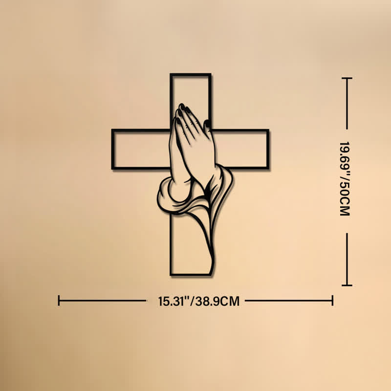 Christianartworkshop Hollow Metal Praying Hands Cross Wall Art: Token of Abiding Divine Peace - 15.31''*19.69''*0.05''/38.9*50*0.12cm - image 11