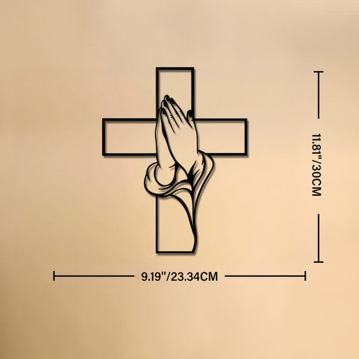 Christianartworkshop Hollow Metal Praying Hands Cross Wall Art: Token of Abiding Divine Peace - 9.19''*11.81''*0.04''/23.34*30*0.1cm - image 9