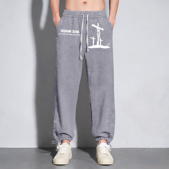 Christianartworkshop John 3:16 Cross Silhouette Blush Washed Sweatpants - image 22