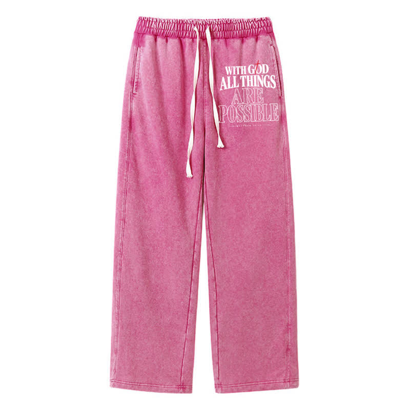 Christianartworkshop With God All Things Are Possible Washed Sweatpants - Rose - 2XL - image 40