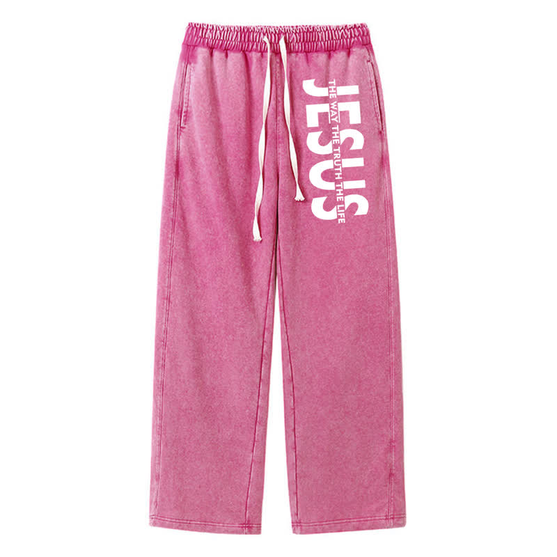 Christianartworkshop Jesus The Way The Truth The Life Washed Sweatpants - Rose - 2XL - image 40