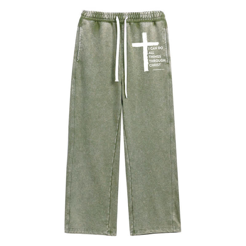 Christianartworkshop Walk By Faith Cross Washed Sweatpants - Green - 2XL - image 0