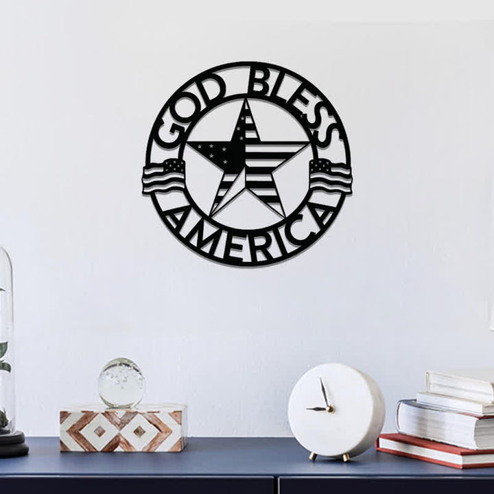 Christianartworkshop Round Ring God Bless USA Star Flag Metal Wall Decor: Timeless Emblem of Sacred Redemptive Grace - image 4