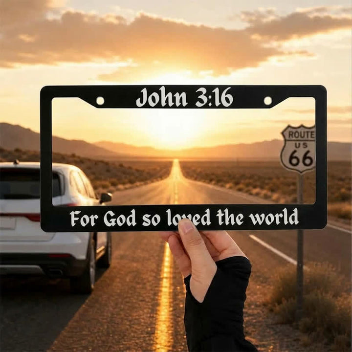 Christianartworkshop Psalm 18:32 Scripture Metal Car Frame: Emblem of Abiding Heavenly Strength - 12.24"*6.26"*0.31"/31.1cm*15.9cm*0.8cm (Standard 6"x12" US plate size) - John 3:16 - image 23