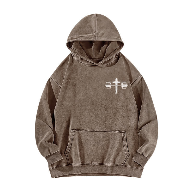 Christianartworkshop Not By My Strength But His Brown Washed Hoodie - image 2