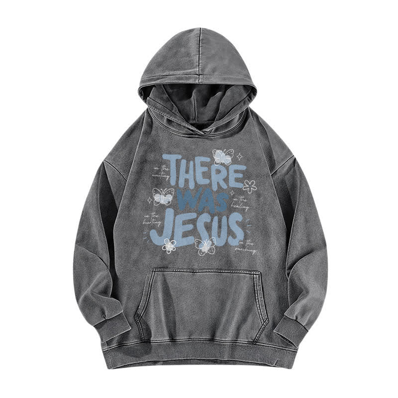 Christianartworkshop There Was Jesus Butterfly Bloom Washed Hoodie - Grey - 5XL - image 3