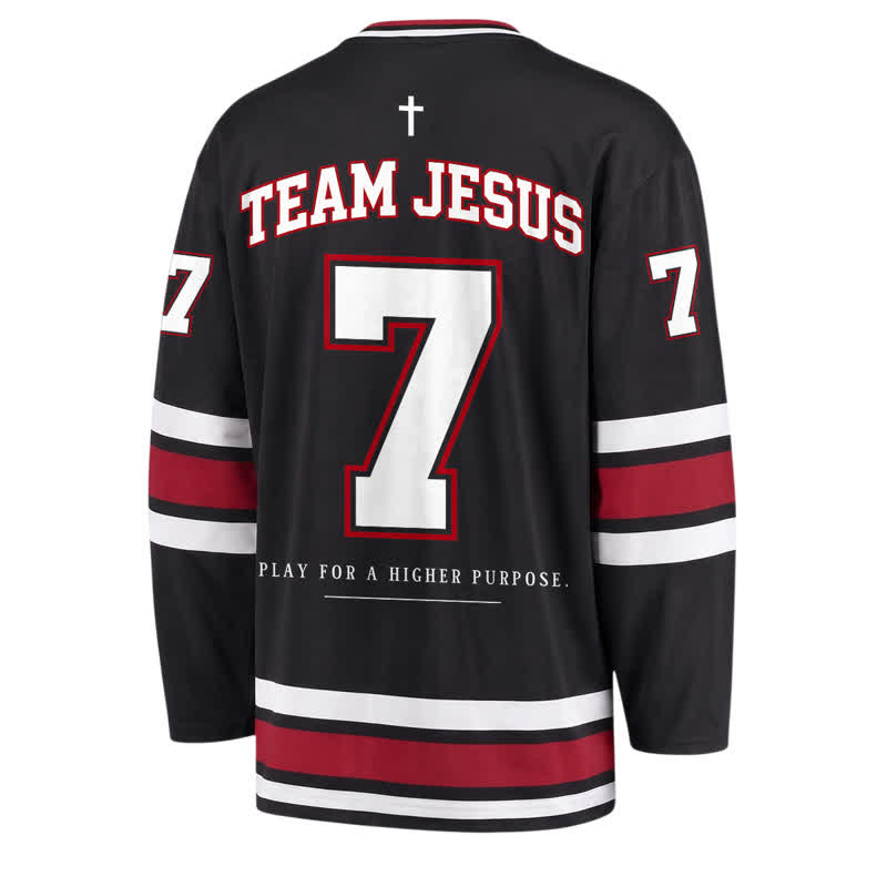 Christianartworkshop Team Jesus Black Vintage Hockey Jersey - image 1