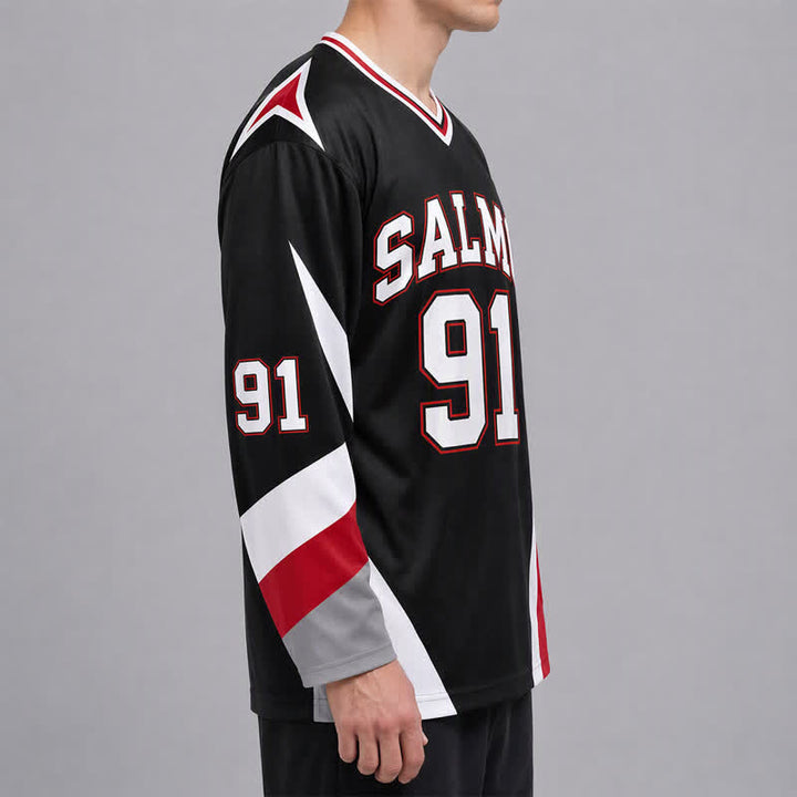 Christianartworkshop Salmo 91 Black V Neck Street Hockey Jersey - image 6
