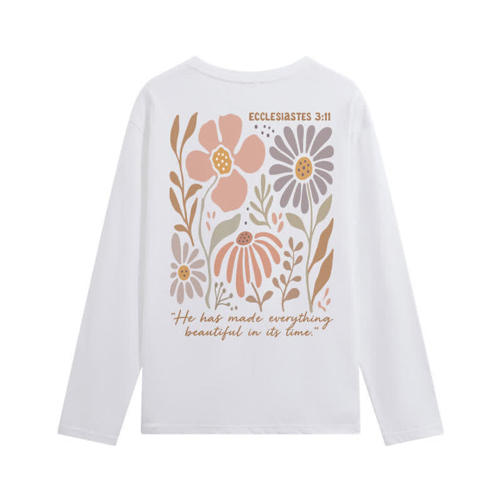 Christianartworkshop Dual-Sided Ecclesiastes 3:11 Floral Long Sleeve T-Shirt - image 4