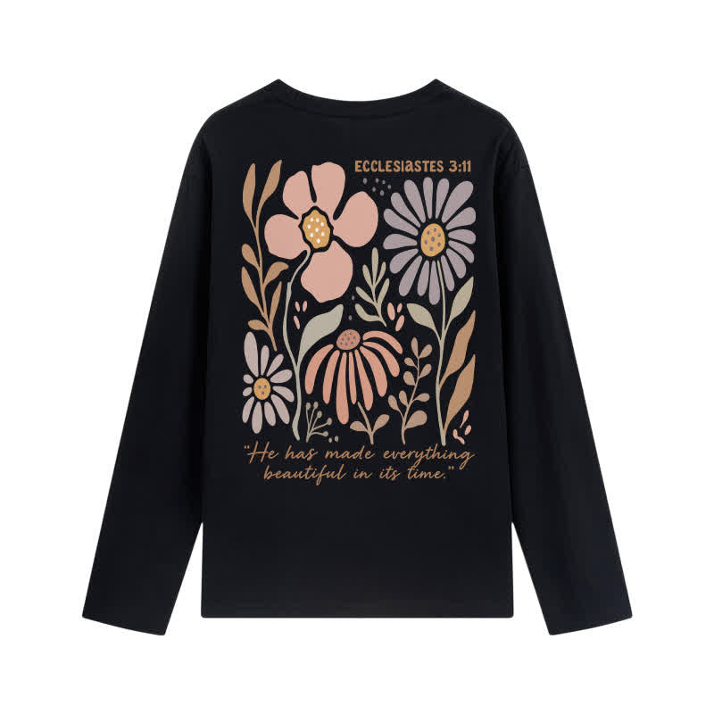 Christianartworkshop Dual-Sided Ecclesiastes 3:11 Floral Long Sleeve T-Shirt - image 13