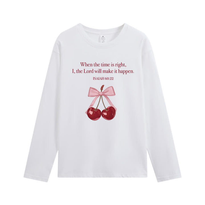 Christianartworkshop Isaiah 60:22 Cherry Bow Graphic Long-Sleeve T-Shirt - White - 4XL - image 1