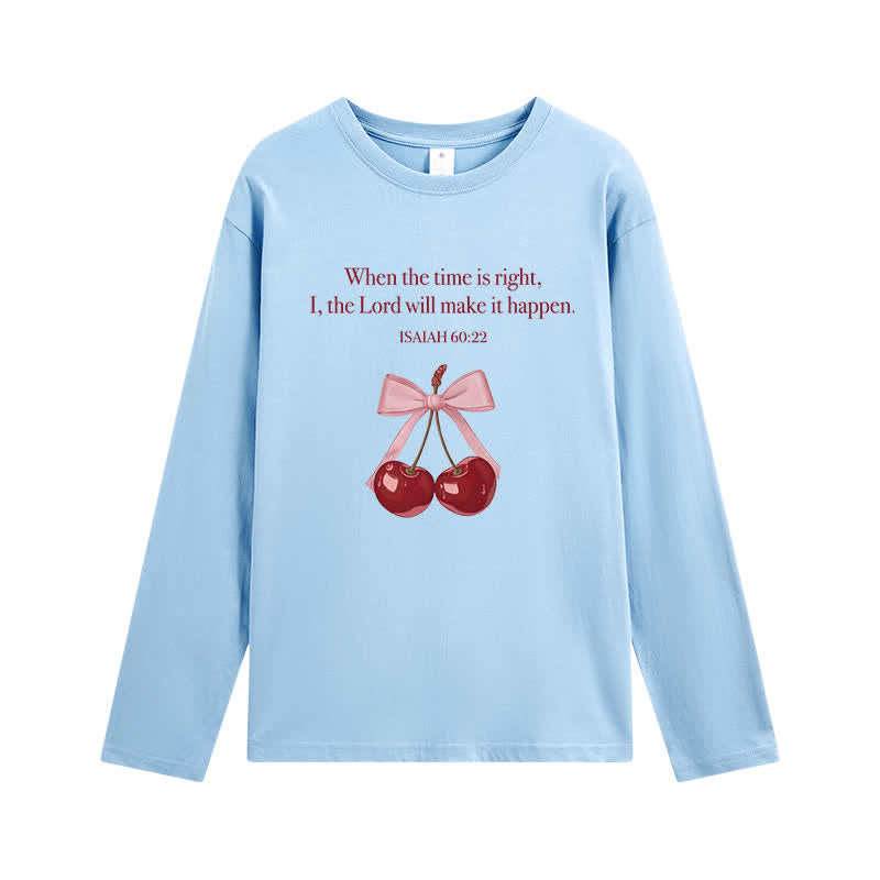 Christianartworkshop Isaiah 60:22 Cherry Bow Graphic Long-Sleeve T-Shirt - Sky Blue - 4XL - image 2