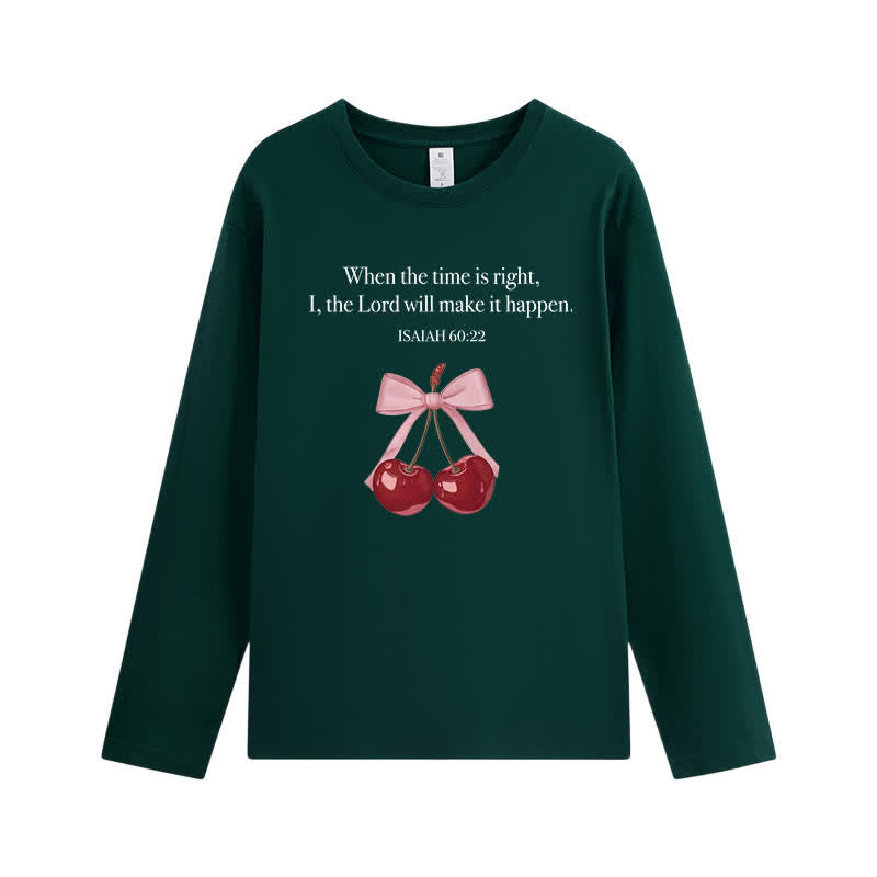 Christianartworkshop Isaiah 60:22 Cherry Bow Graphic Long-Sleeve T-Shirt - Dark Green - 4XL - image 10