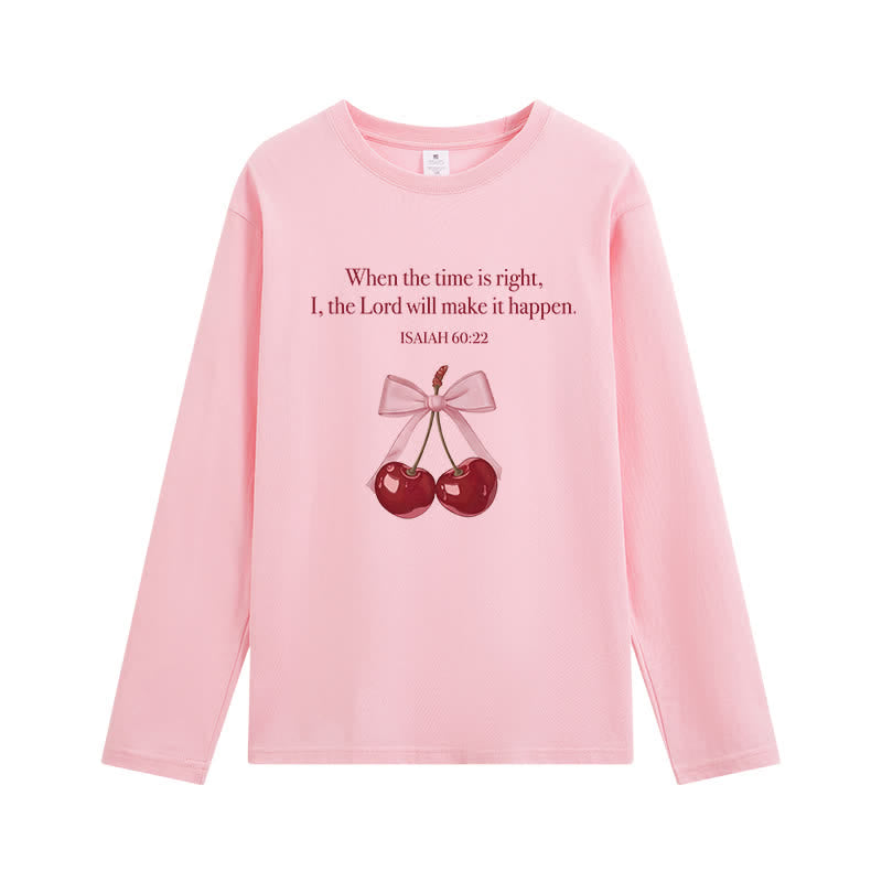 Christianartworkshop Isaiah 60:22 Cherry Bow Graphic Long-Sleeve T-Shirt - Pink - 4XL - image 0