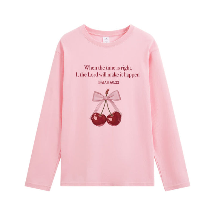 Christianartworkshop Isaiah 60:22 Cherry Bow Graphic Long-Sleeve T-Shirt - Pink - 4XL - image 0