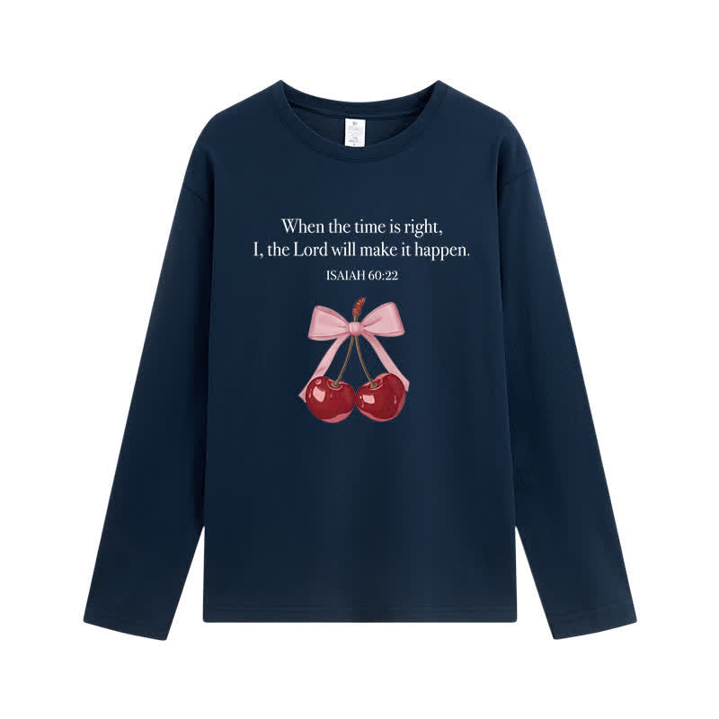 Christianartworkshop Isaiah 60:22 Cherry Bow Graphic Long-Sleeve T-Shirt - Navy - 4XL - image 8