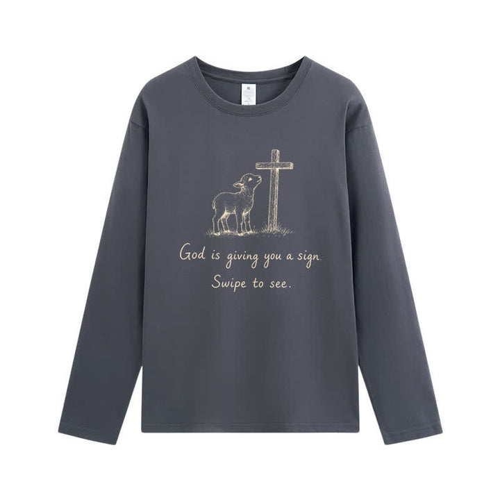Christianartworkshop God Is Giving You A Sign Long Sleeve T-Shirt - Grey - 4XL - image 9