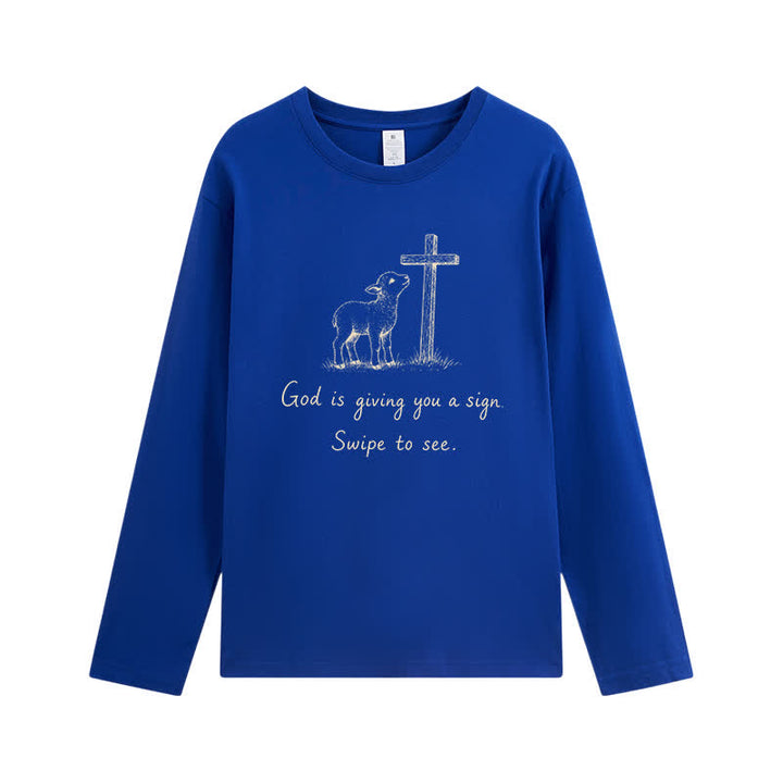 Christianartworkshop God Is Giving You A Sign Long Sleeve T-Shirt - Royal Blue - 4XL - image 10